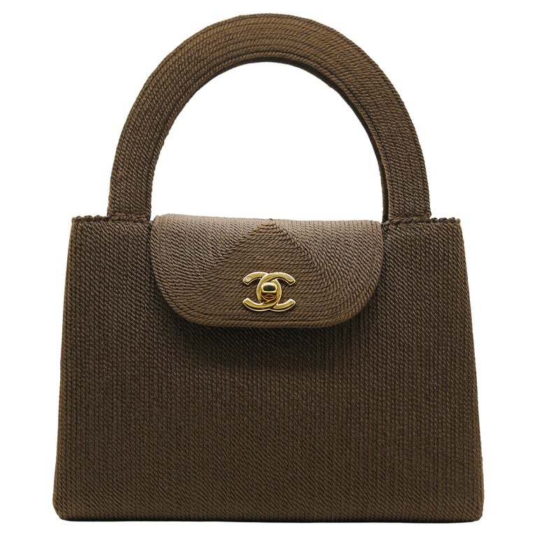 Chanel Brown Silk Rope Classic mini Kelly handbag at 1stDibs