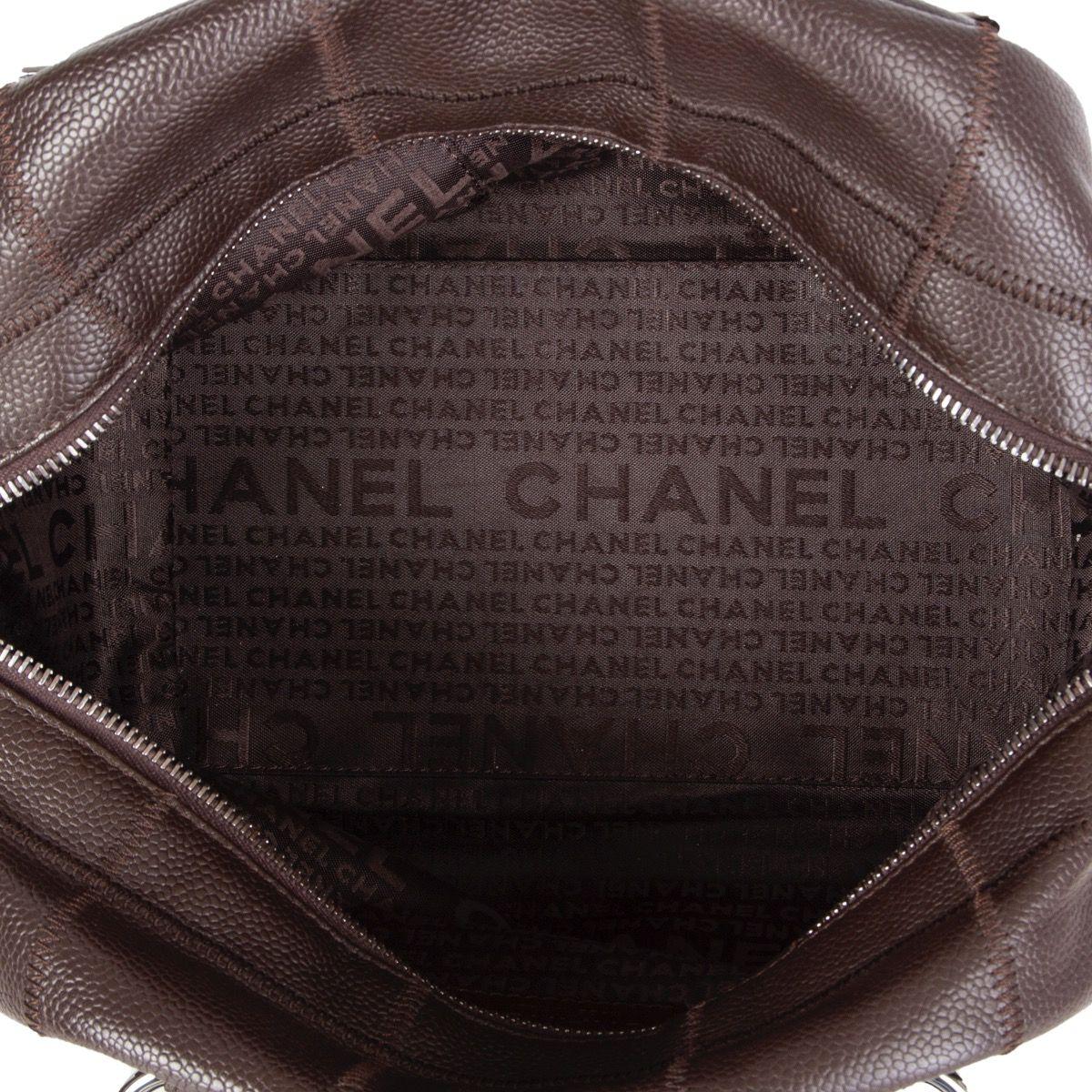 CHANEL brown SQUARE QUILTED leather SMALL BOWLER Shoulder Bag 1
