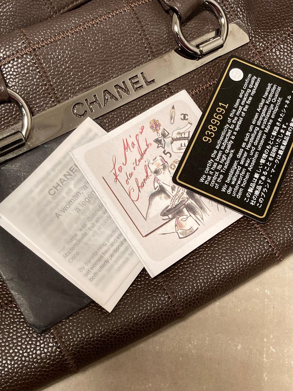 Chanel Borsa Bowler marrone a punto quadro 5