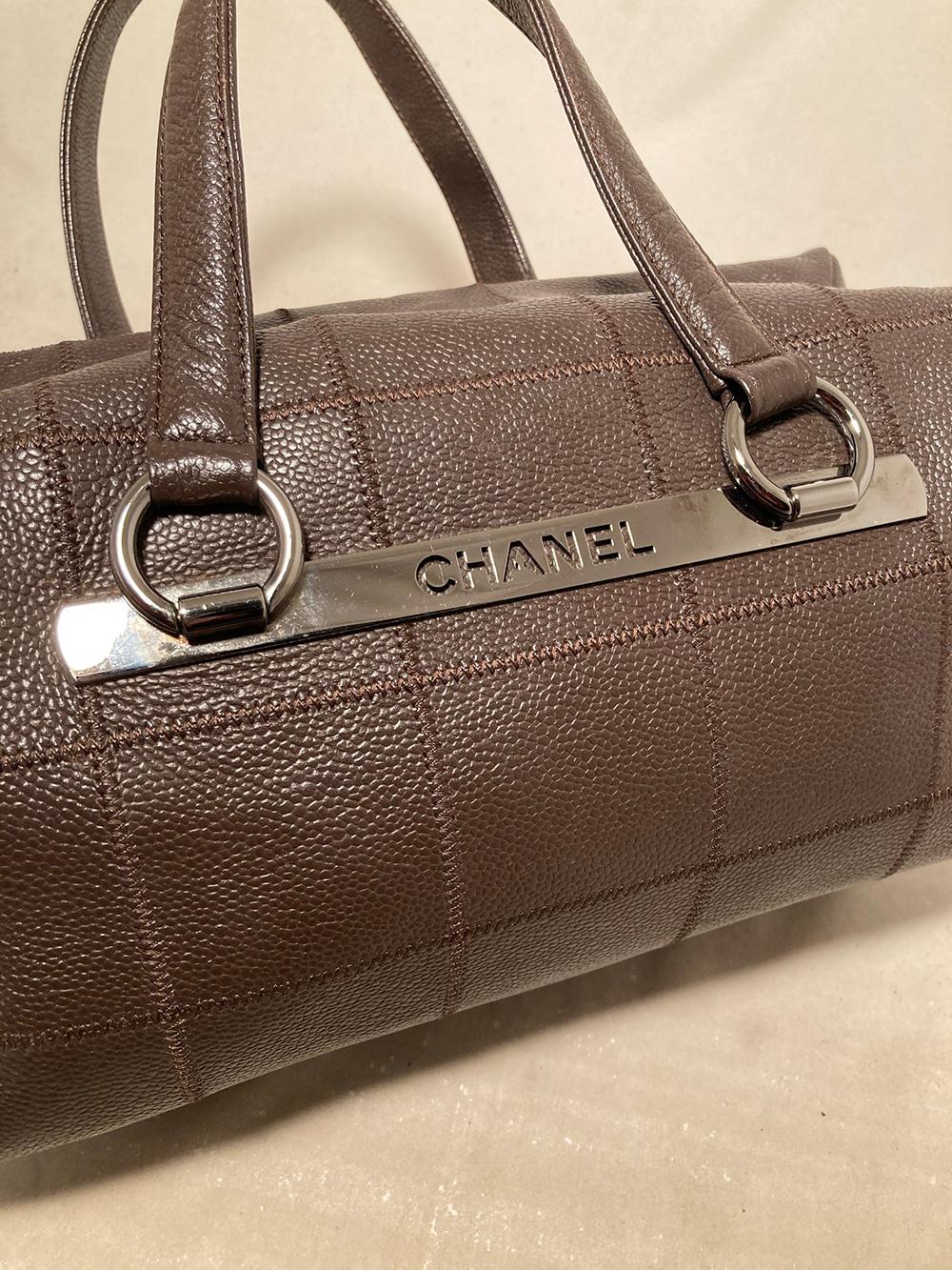 Donna Chanel Borsa Bowler marrone a punto quadro