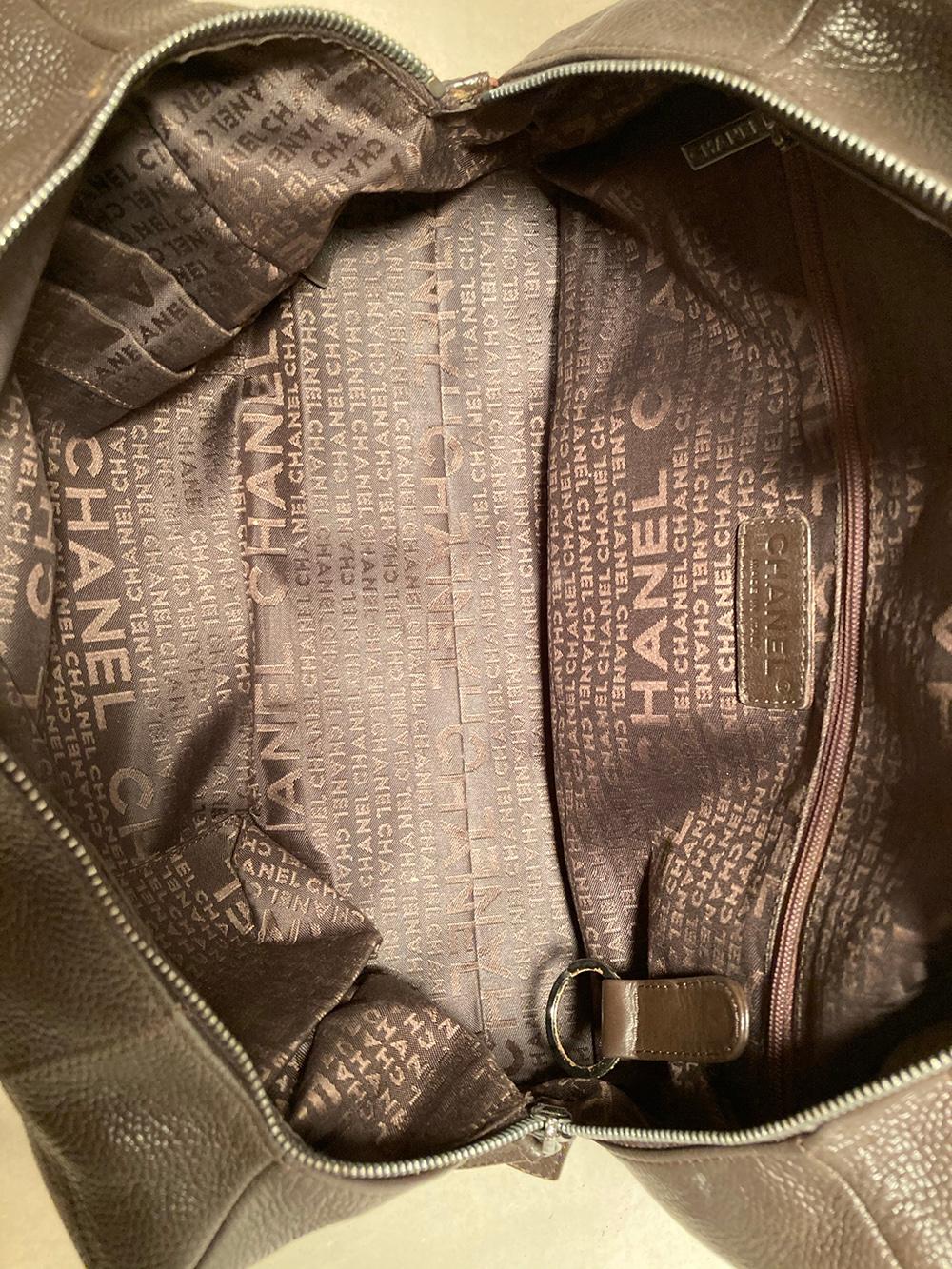 Chanel Borsa Bowler marrone a punto quadro 2