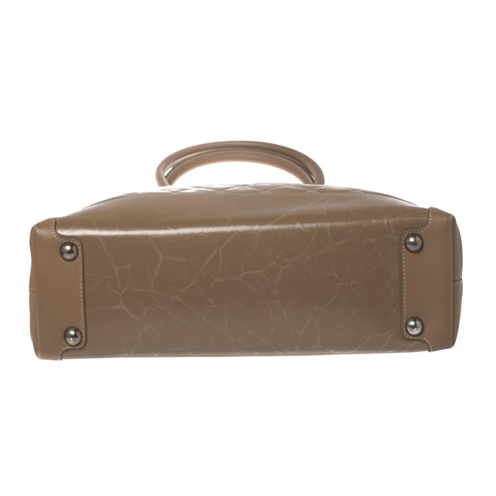 Chanel Brown Striated Quilted Coated Canvas and Leather Rue Cambon Tote 1