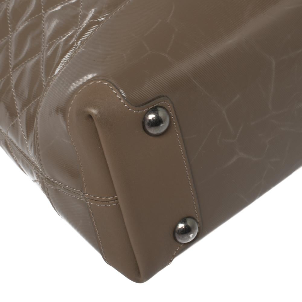 Chanel Brown Striated Quilted Coated Canvas and Leather Rue Cambon Tote 4