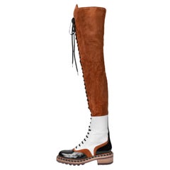 Chanel Brown Suede And White Leather Boots 2015