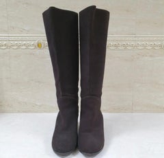 Chanel Brown Suede CC Logo Boots