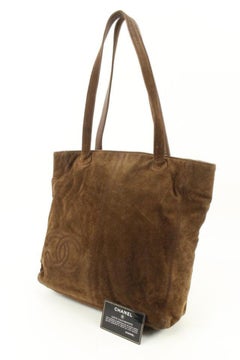 Chanel Chanel Braun Wildleder CC Logo Shopper Tote Bag 118cas27