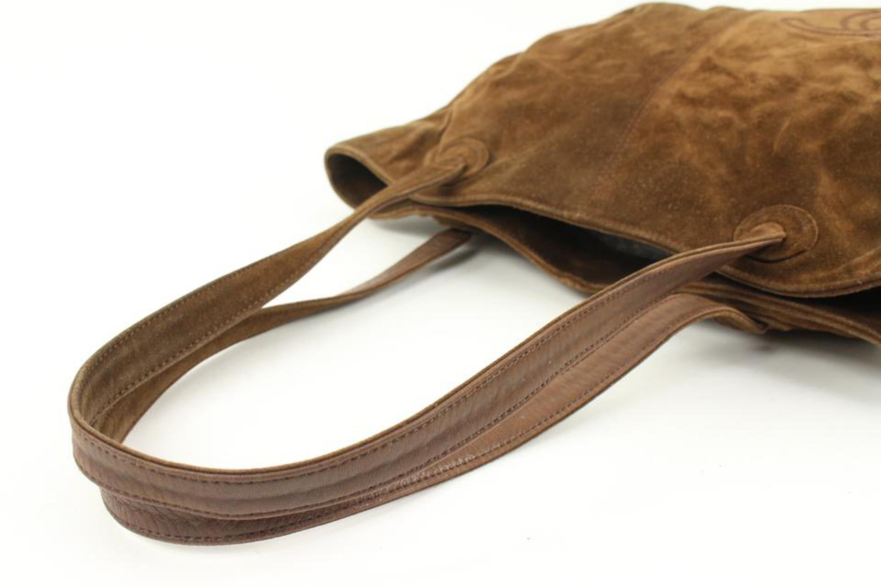 Women's Chanel Brown Suede CC Logo Shopper Tote Bag 118cas27 For Sale