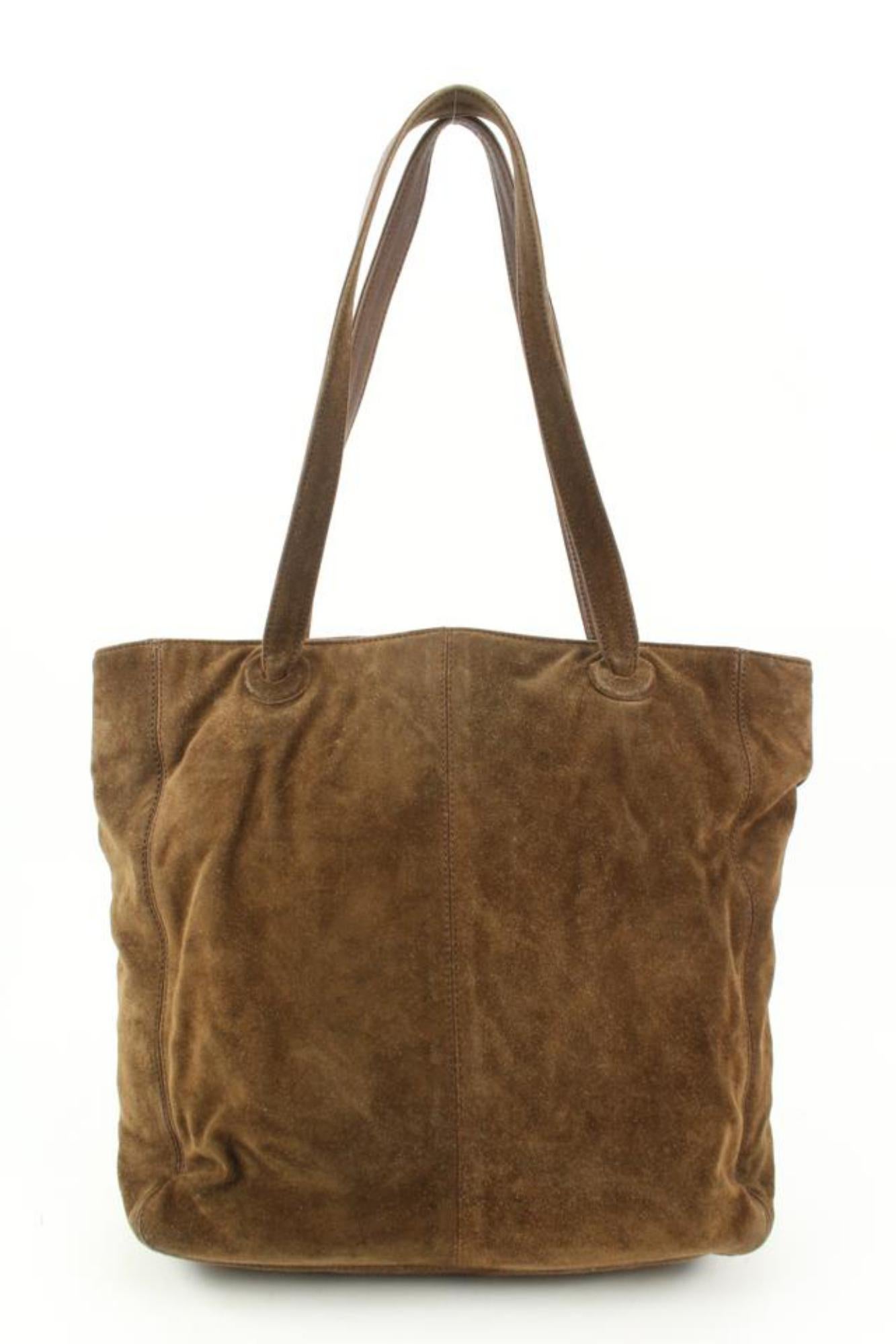 Chanel Brown Suede CC Logo Shopper Tote Bag 118cas27 For Sale 2