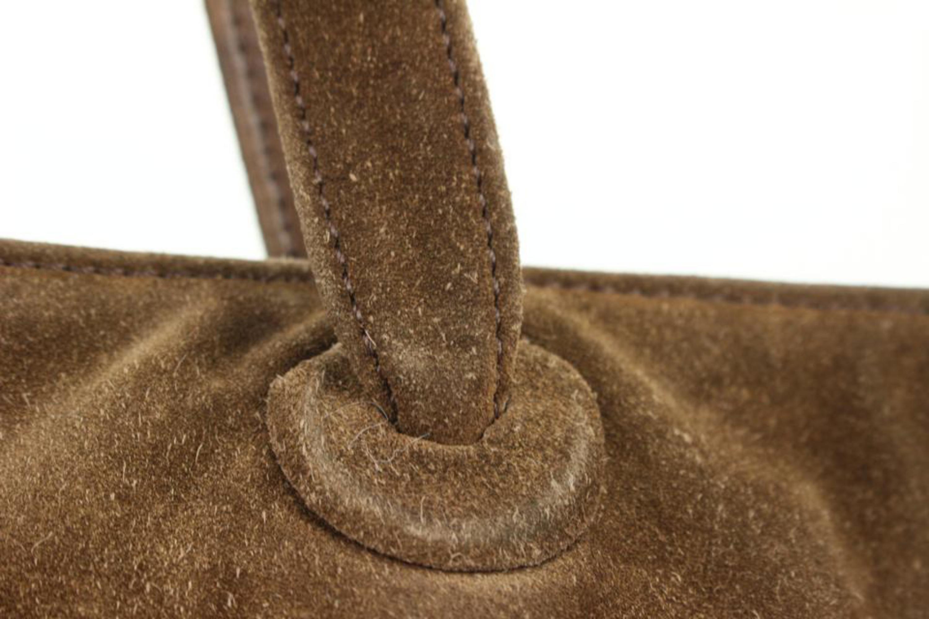 Chanel Brown Suede CC Logo Shopper Tote Bag 118cas27 For Sale 4