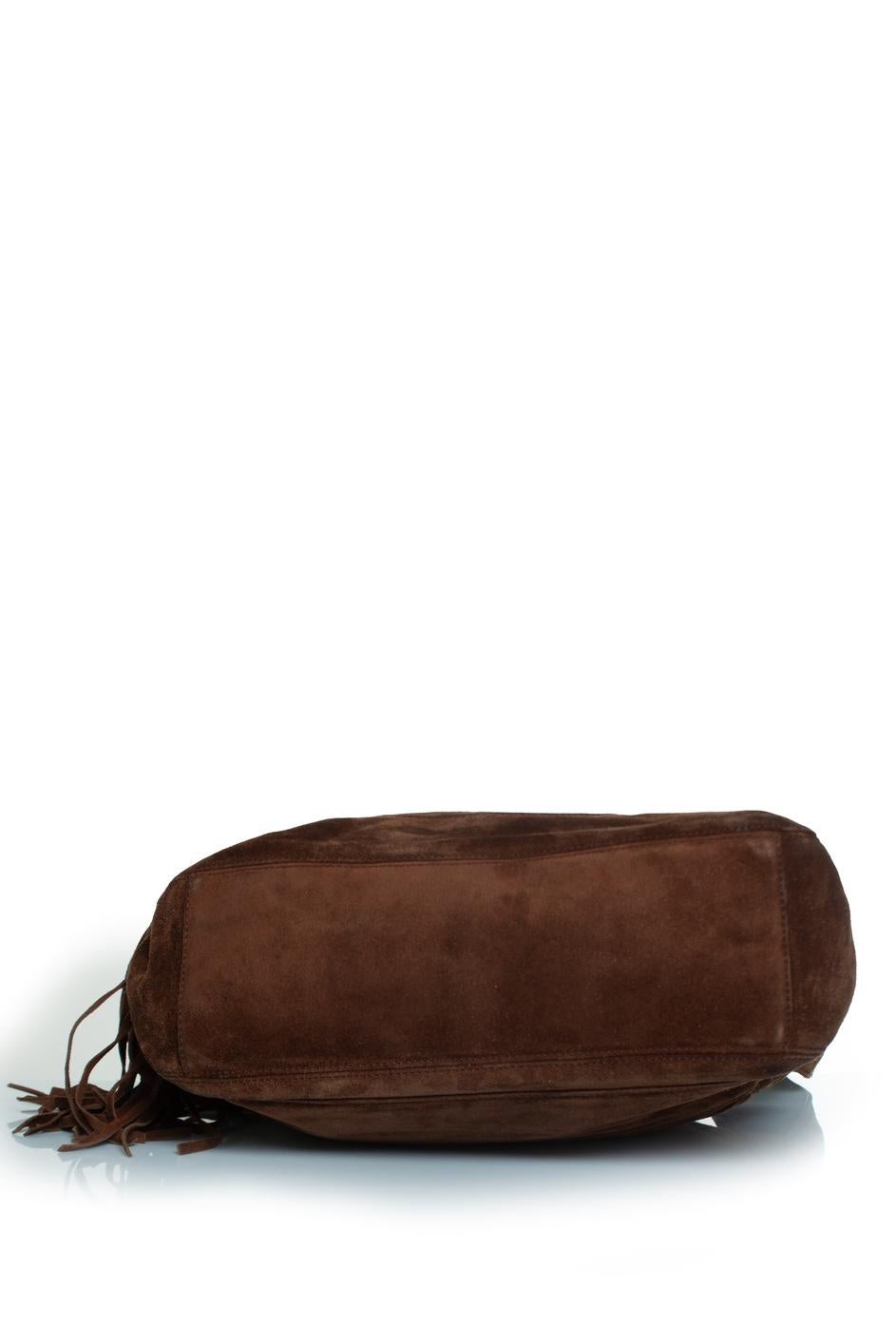 Black Chanel, Brown suede CC logo tote bag with tassel For Sale