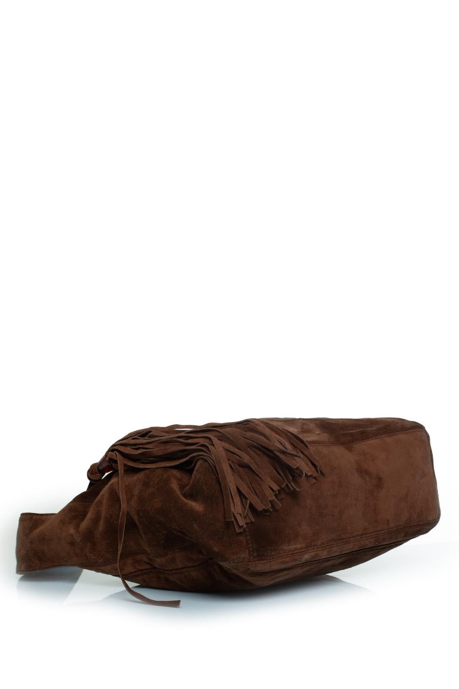 Chanel, Brown suede CC logo tote bag with tassel In Good Condition For Sale In AMSTERDAM, NL
