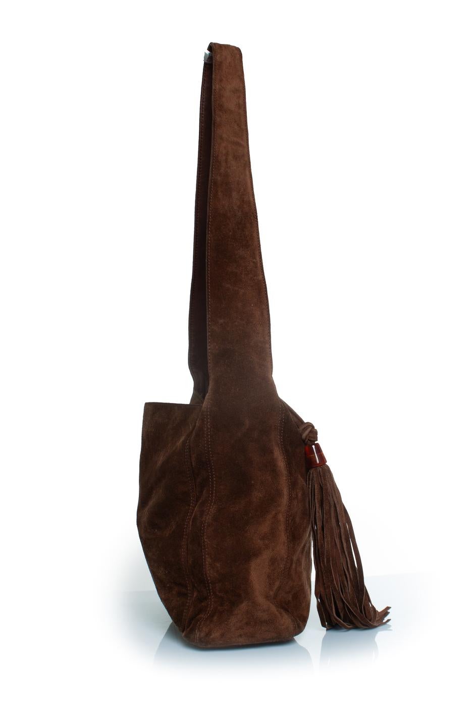 Women's Chanel, Brown suede CC logo tote bag with tassel For Sale