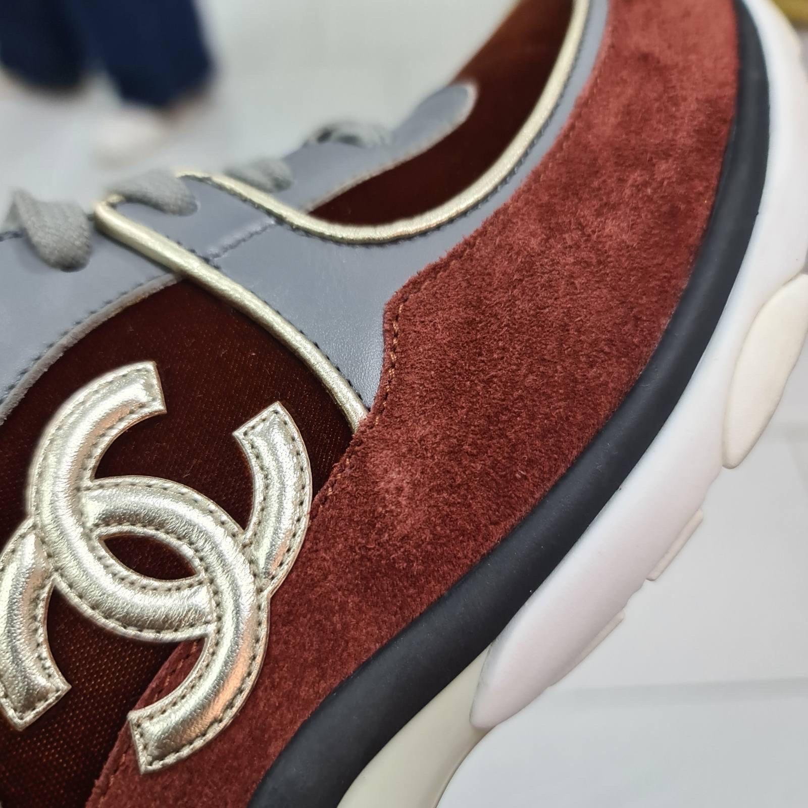 Chanel Brown Suede Leather CC Logo Sneakers 5