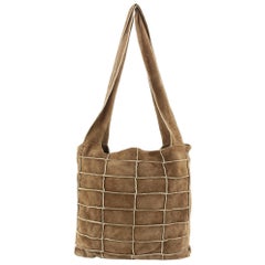 Chanel Brown Wildleder Patchwork Shopper Tote Tasche 50ca715s
