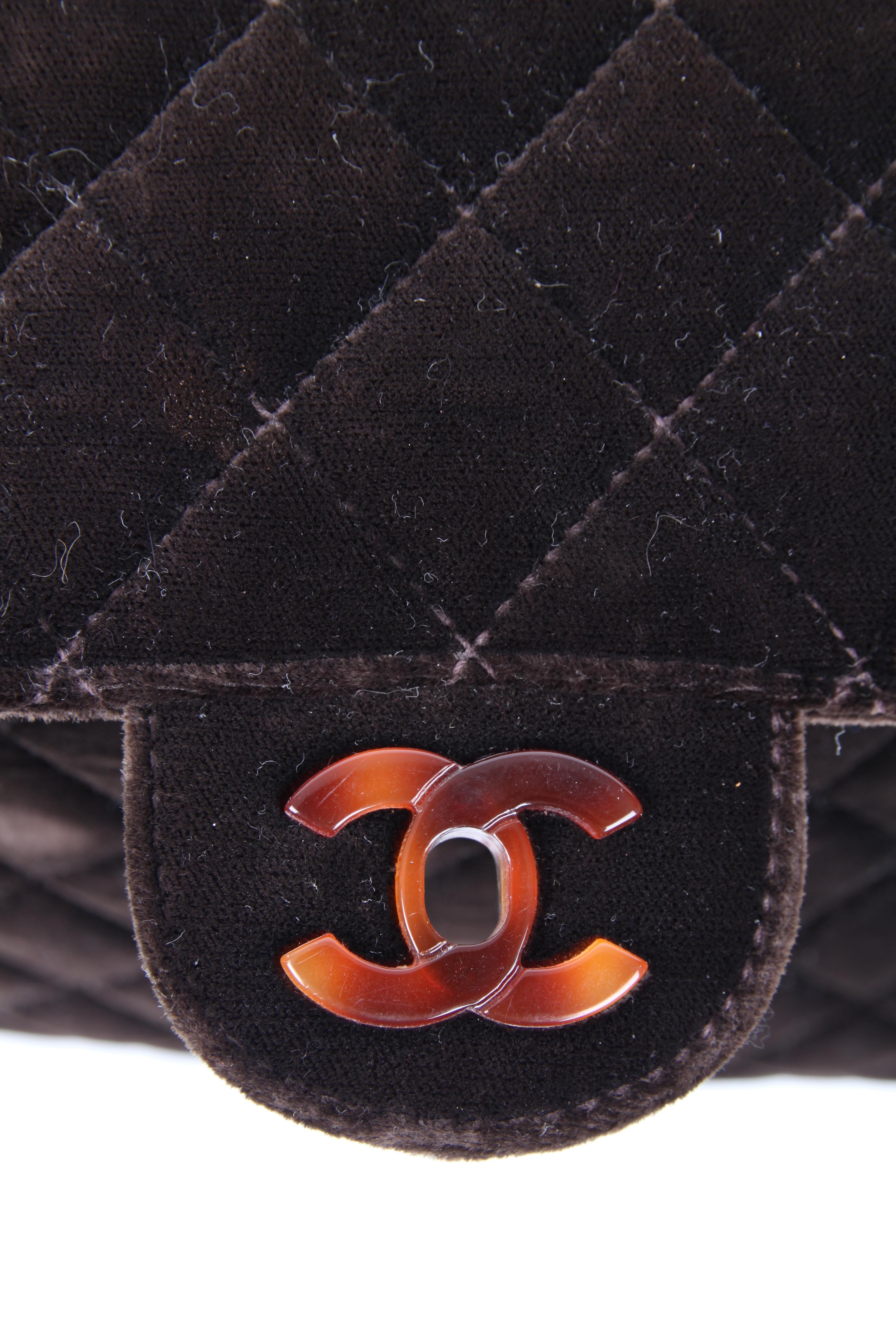 Chanel Brown Suede Quilted Tortoiseshell Hardware Flap Bag For Sale 2