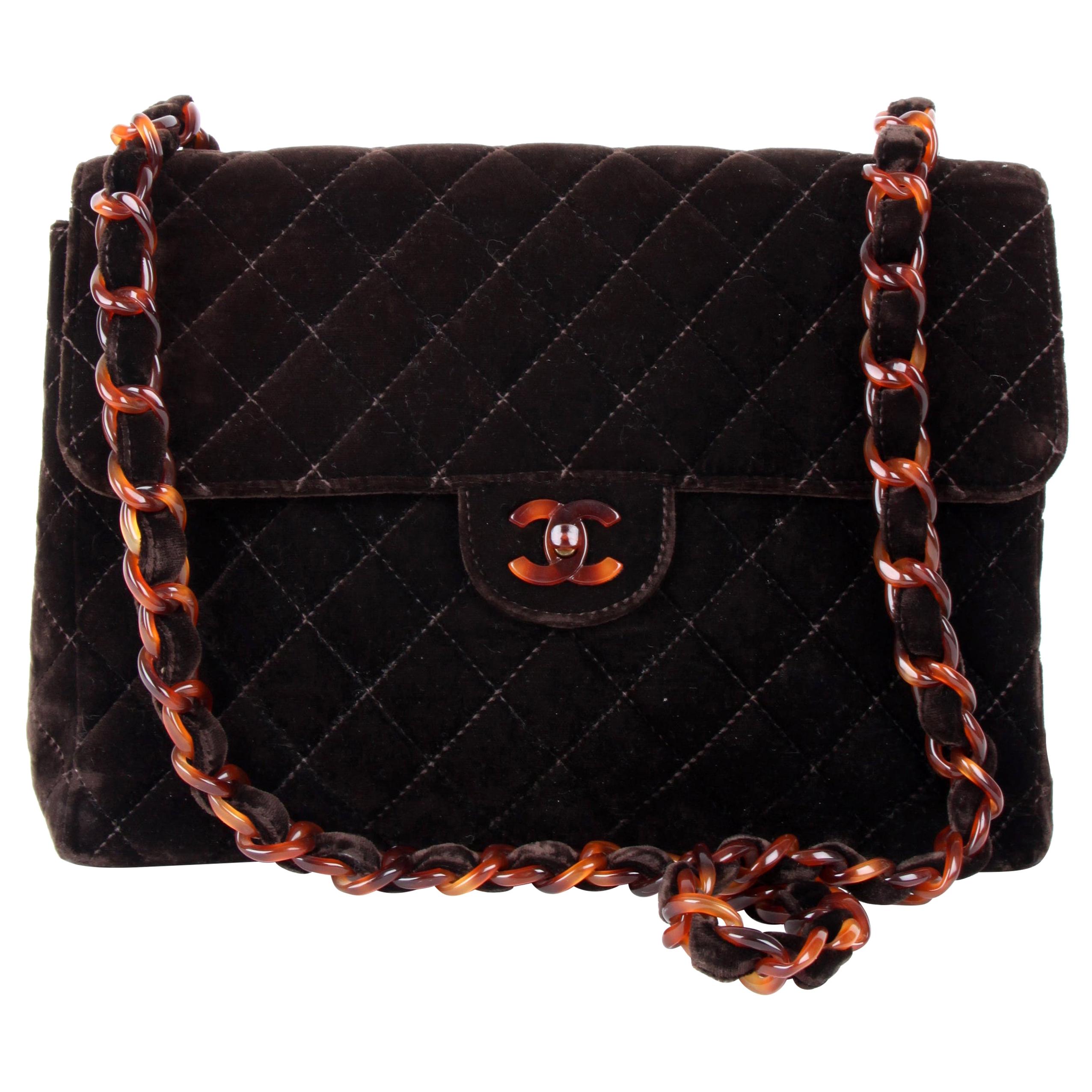 Chanel Brown Suede Quilted Tortoiseshell Hardware Flap Bag For Sale