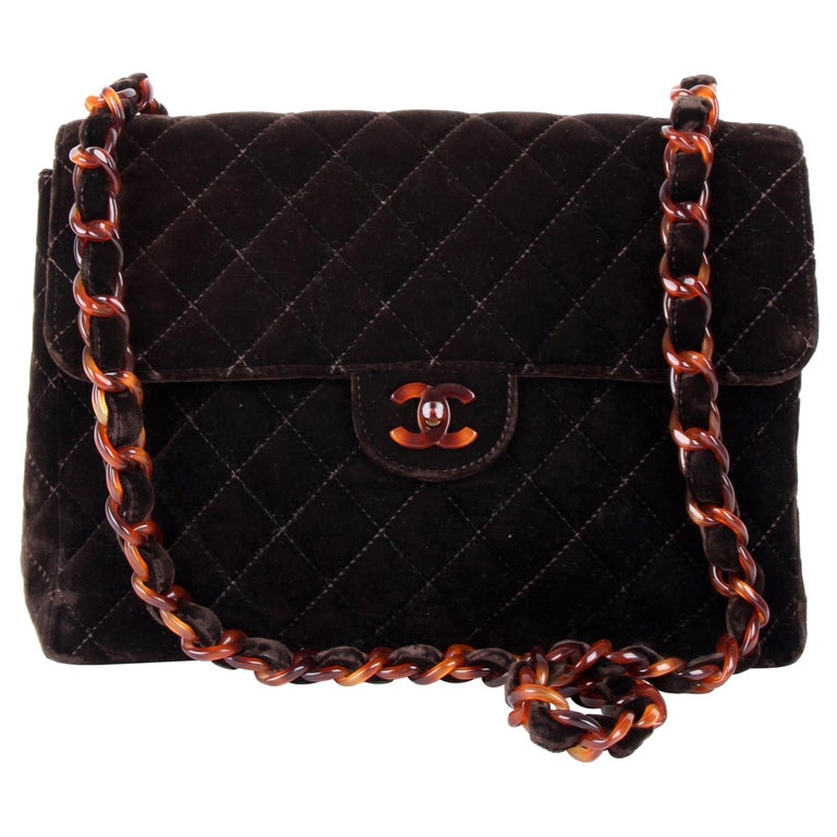 Chanel Bag Brown Suede - 22 For Sale on 1stDibs