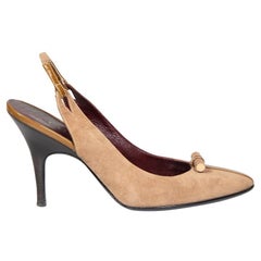 Chanel Brown Suede Slingback High Heels Size IT 37.5