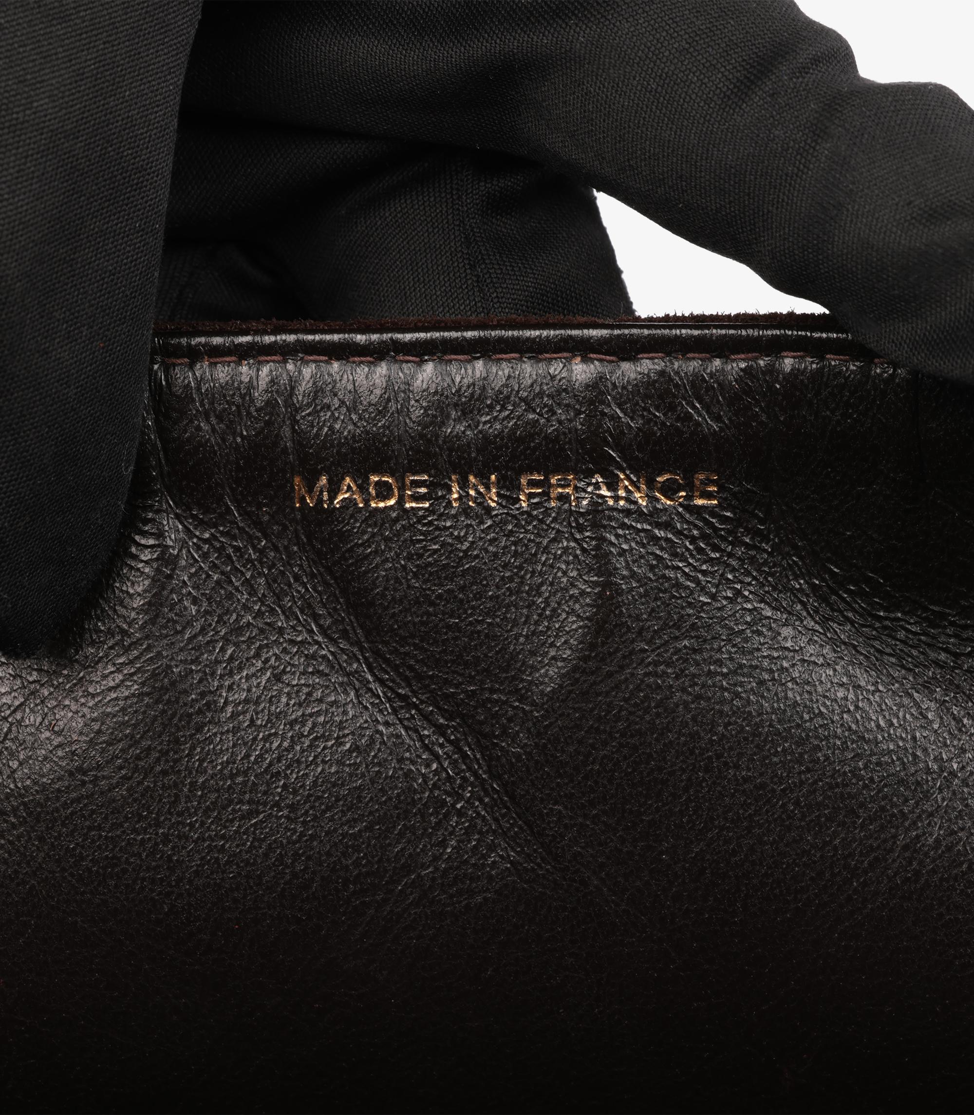 Chanel Brown Suede Tortoiseshell Effect Vintage Jumbo Classic Single Flap Bag For Sale 5