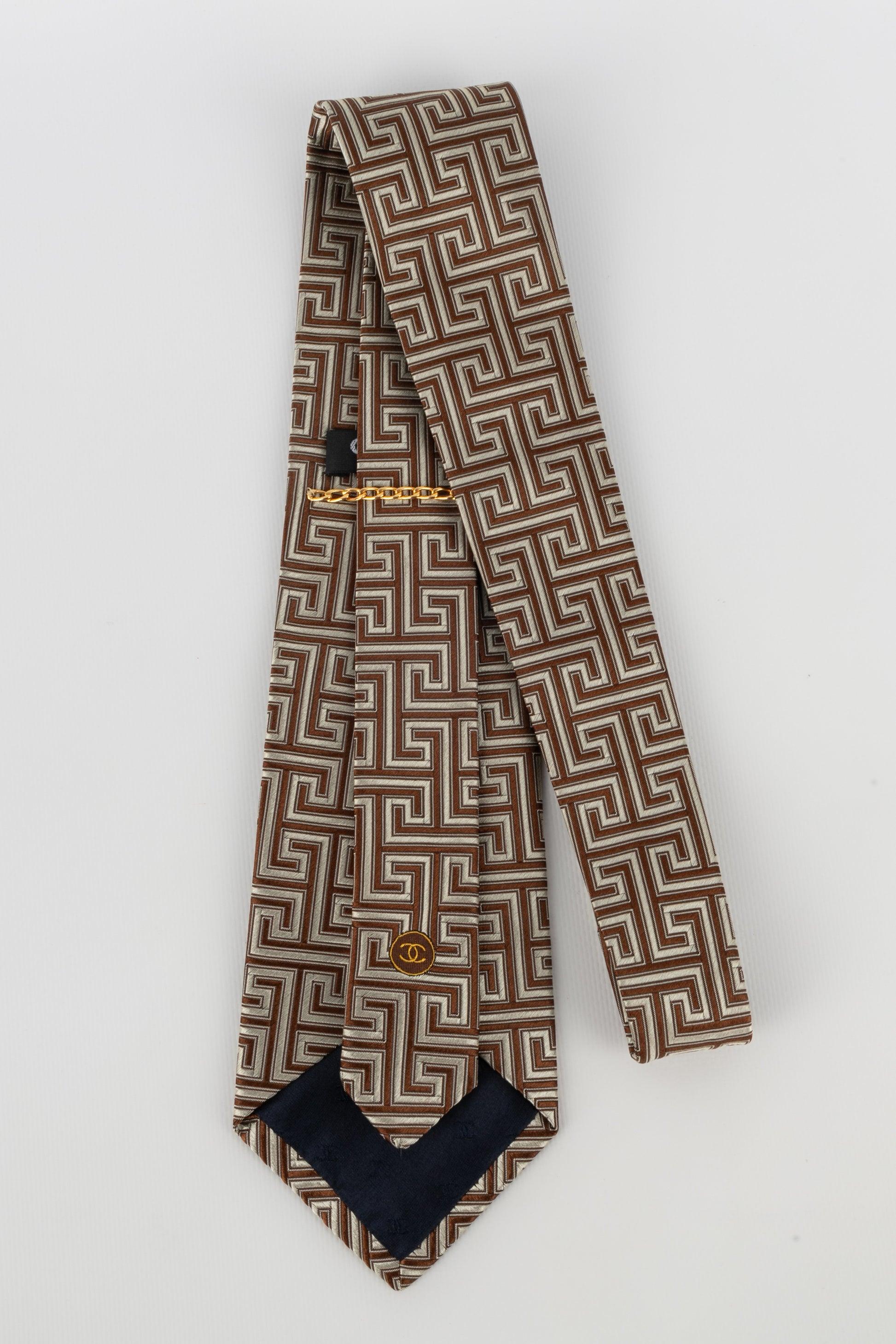 Chanel Brown-Tone Silk Tie 1