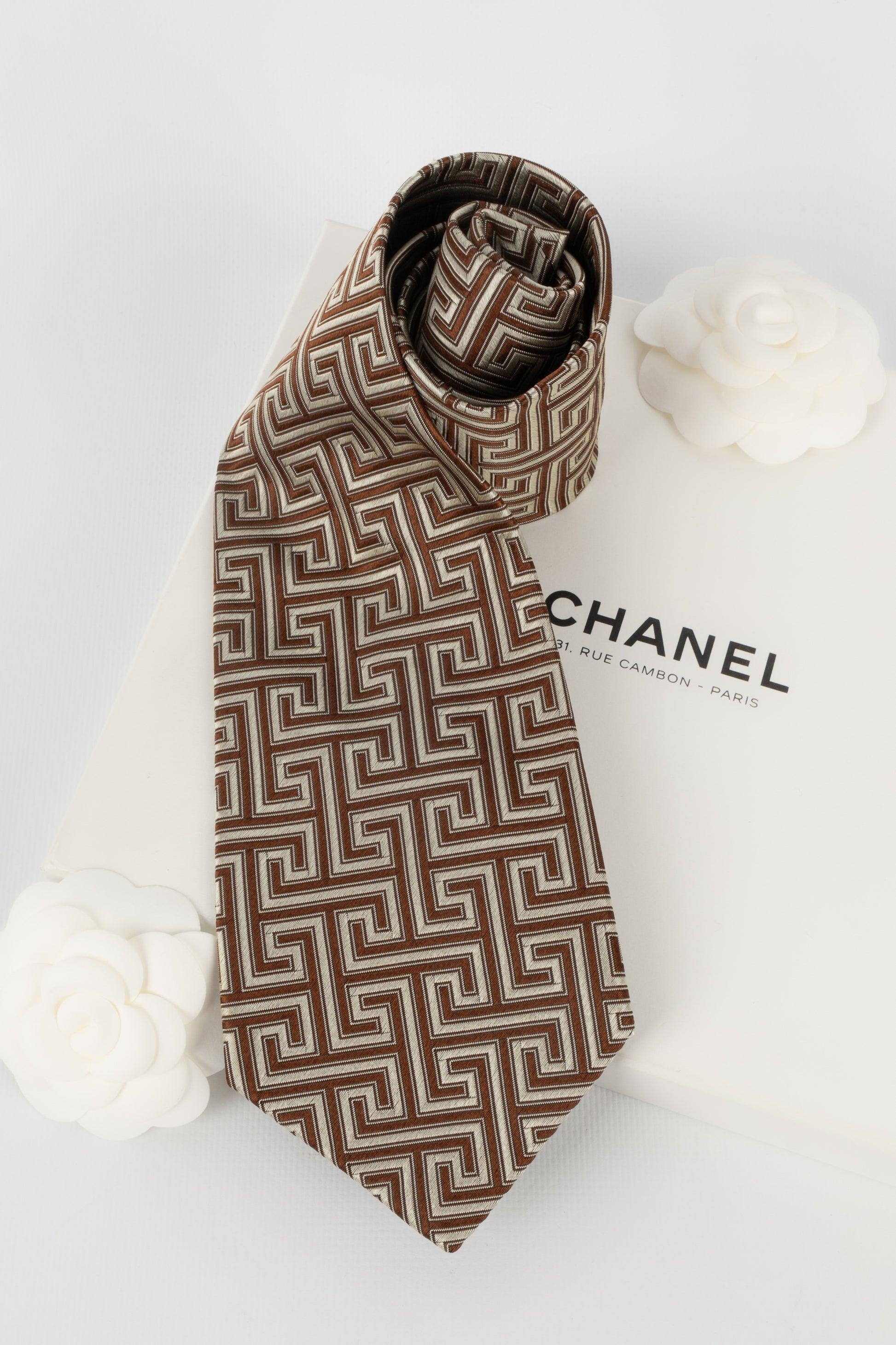 Chanel Brown-Tone Silk Tie 3