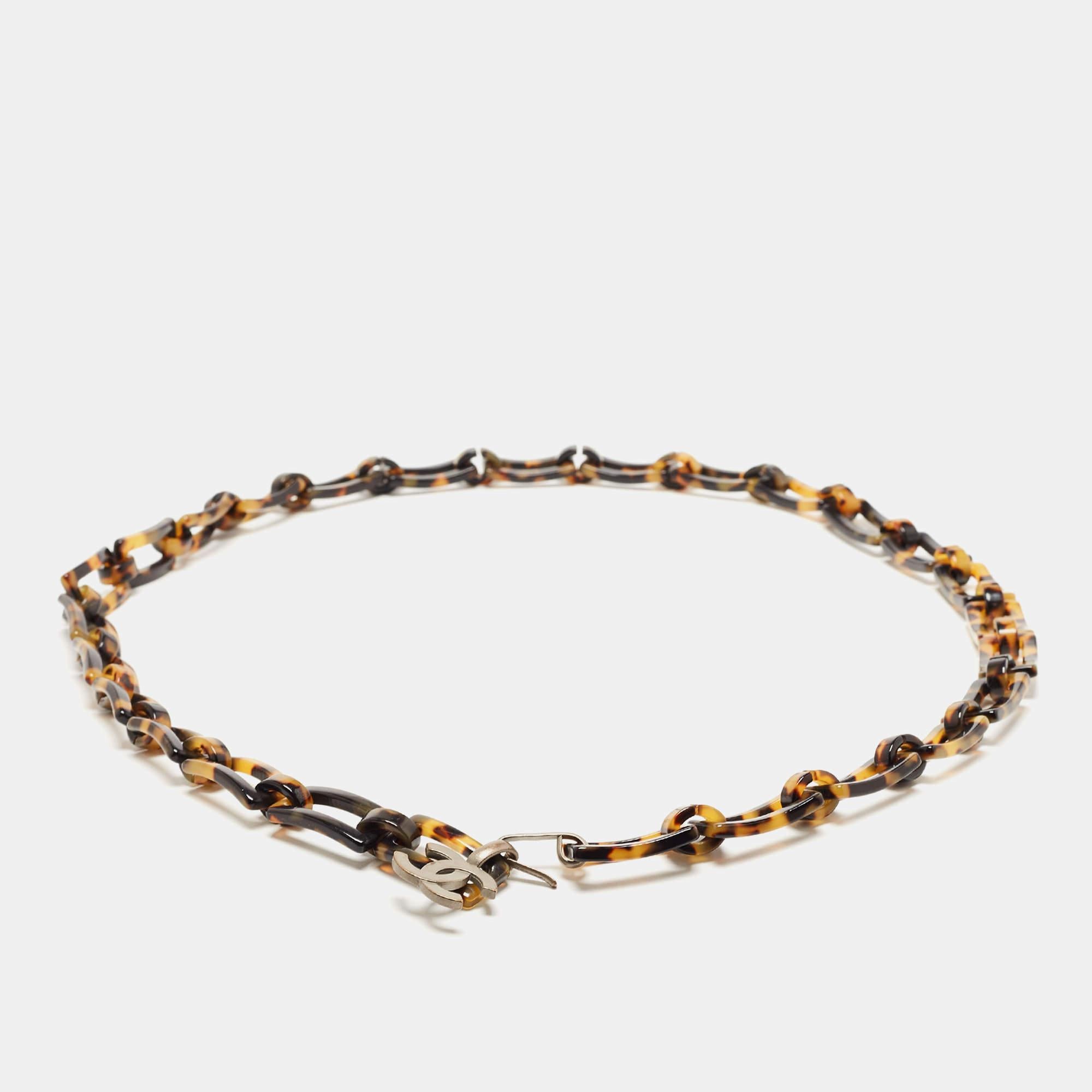Women's Chanel Brown Tortoise Acetate Chain Link CC Waist Belt For Sale