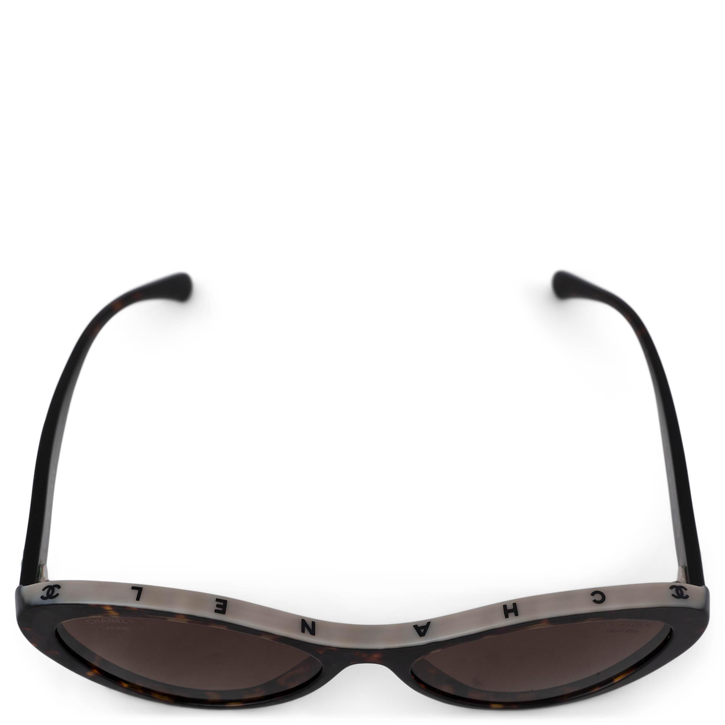 Black CHANEL brown Tortoise acetate OVALE Sunglasses 5416