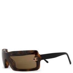 CHANEL brown tortoise SHIELD Sunglasses 5067