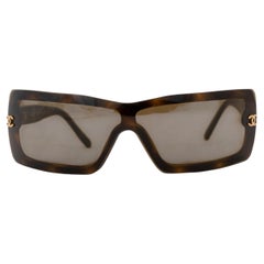 CHANEL brown tortoise SHIELD Sunglasses 5067