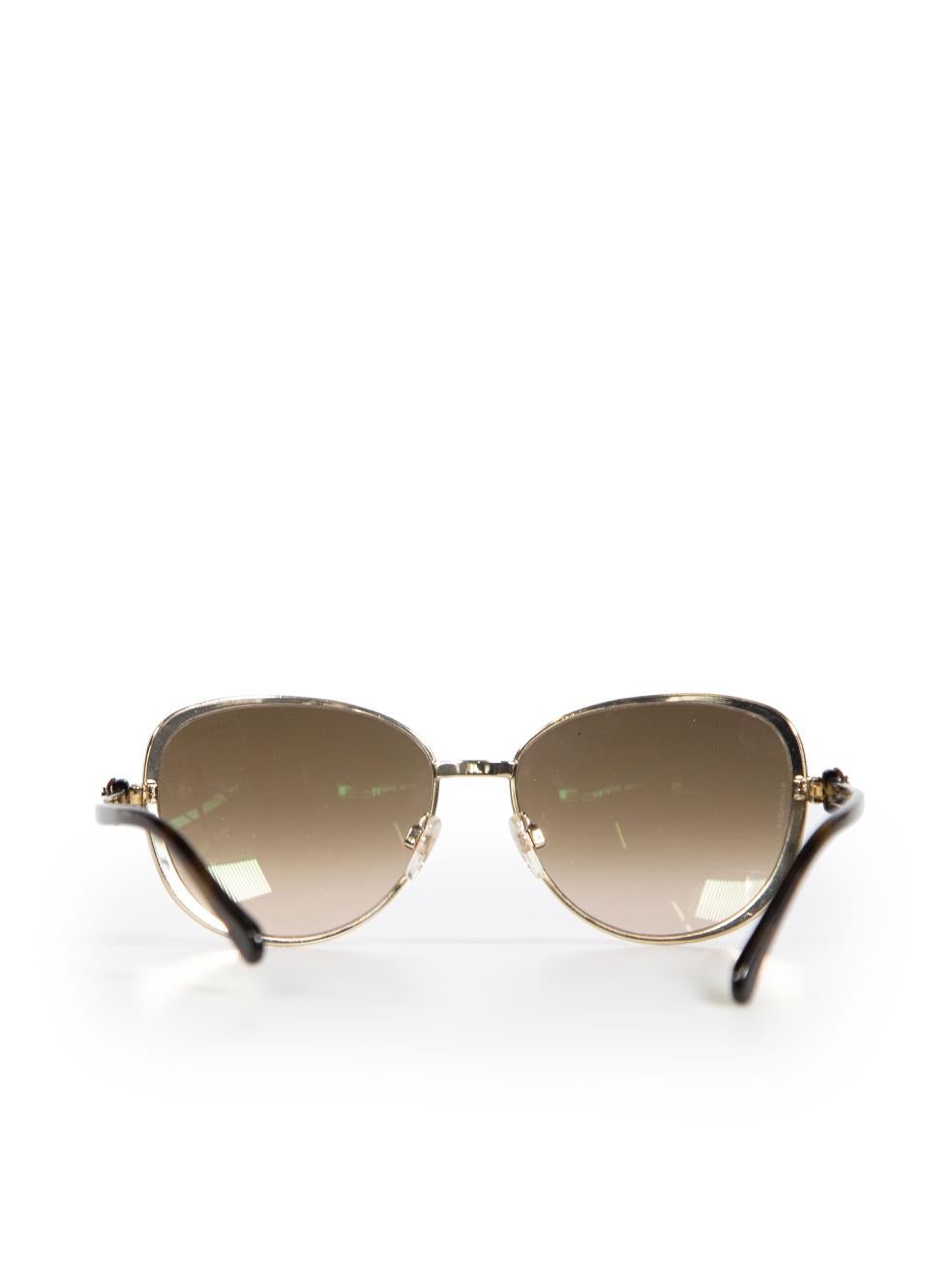 Chanel Brown Tortoiseshell Camellia Sunglasses In Good Condition In London, GB