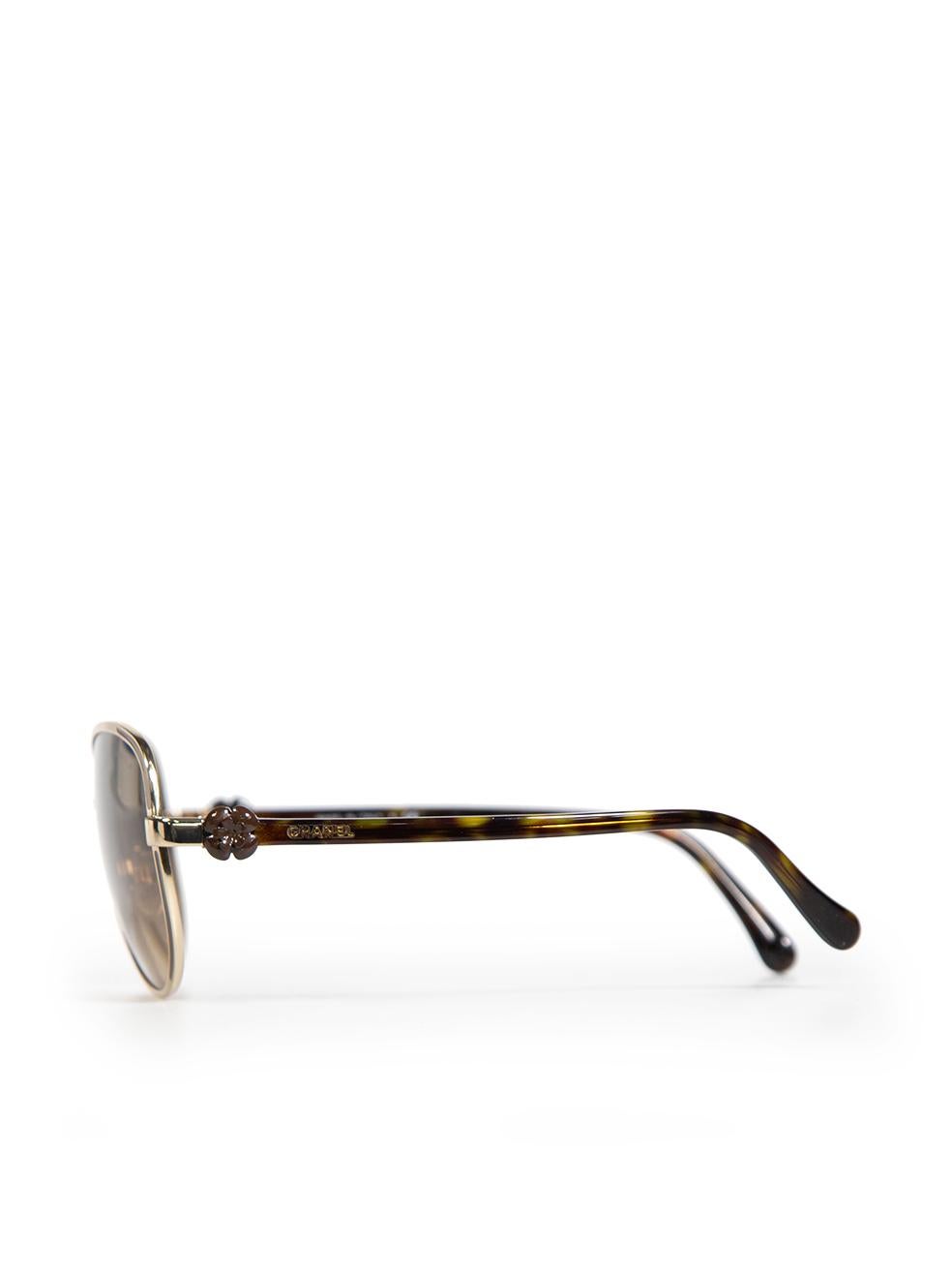 Women's Chanel Brown Tortoiseshell Camellia Sunglasses