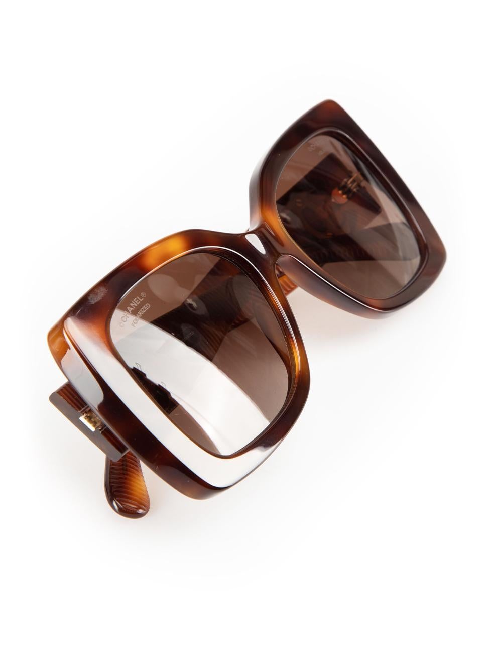 Chanel Brown Tortoiseshell Square CC Logo Sunglasses 4