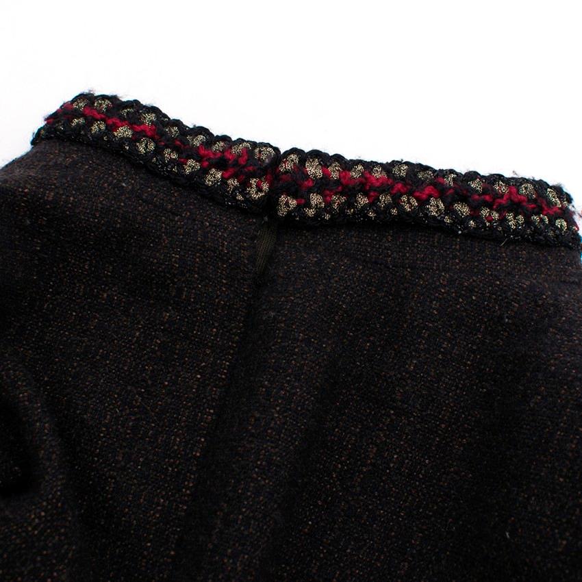 Chanel Brown Tweed Wool Military Dress US 14 1
