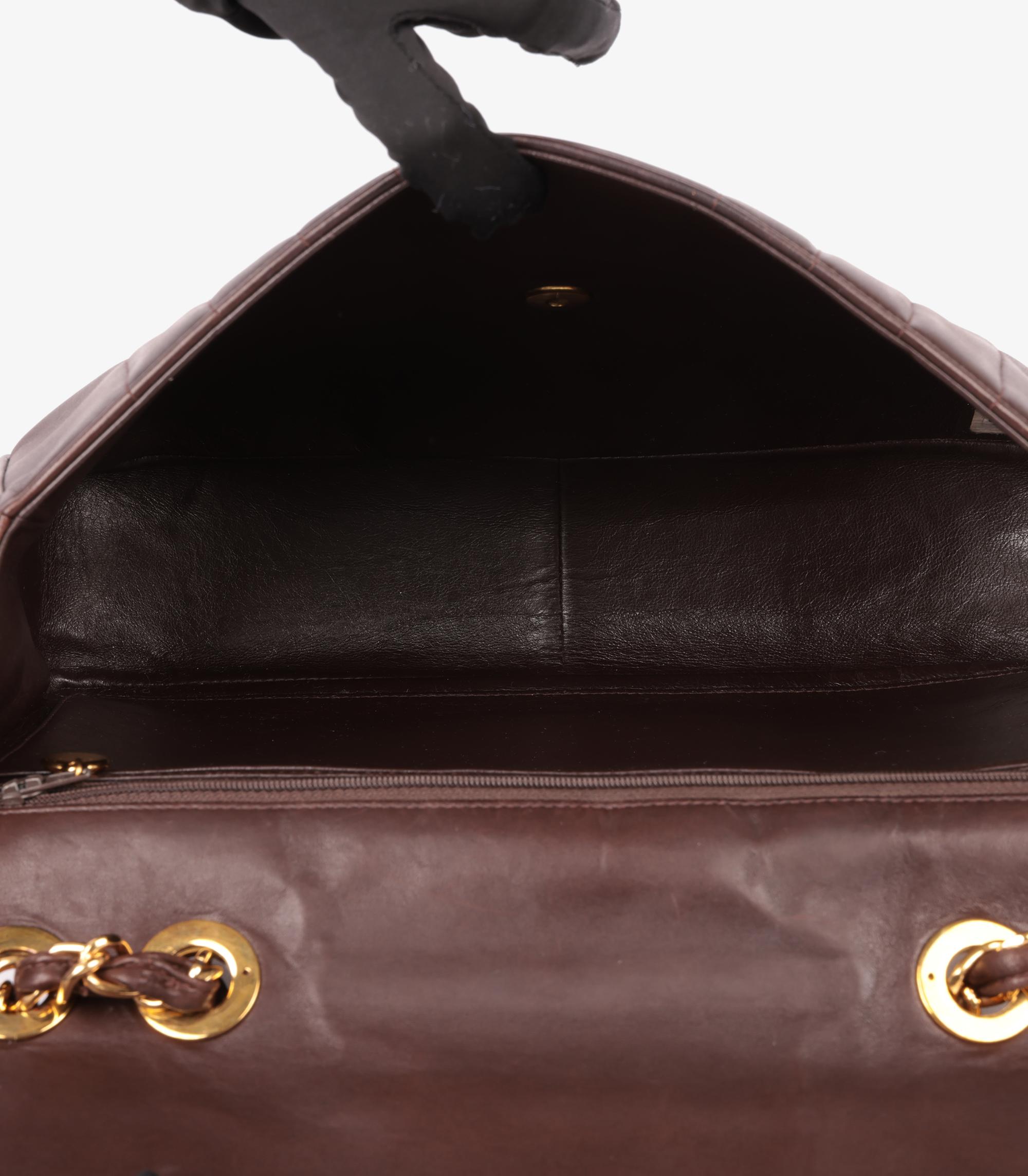 Chanel Brown Vertical Quilted Lambskin Vintage Jumbo XL Classic Single Flap Bag 3