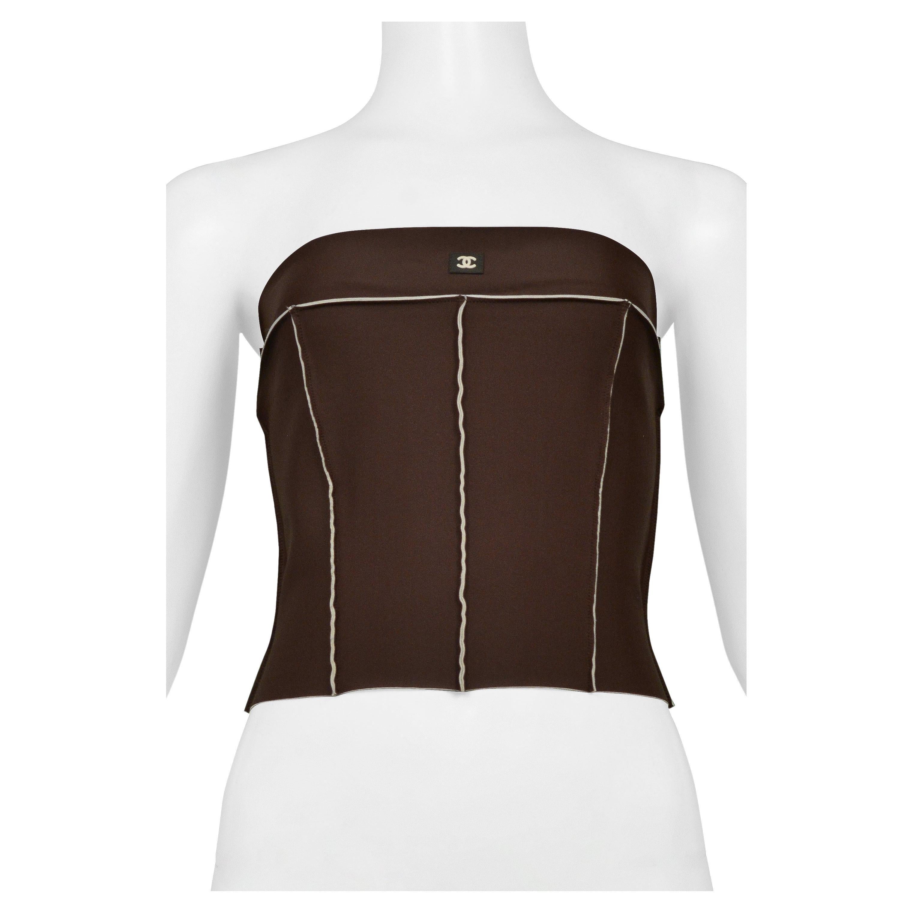 Chanel Boutique White Strapless Corset Top at 1stDibs  chanel corset top,  corset top strapless, chanel corset