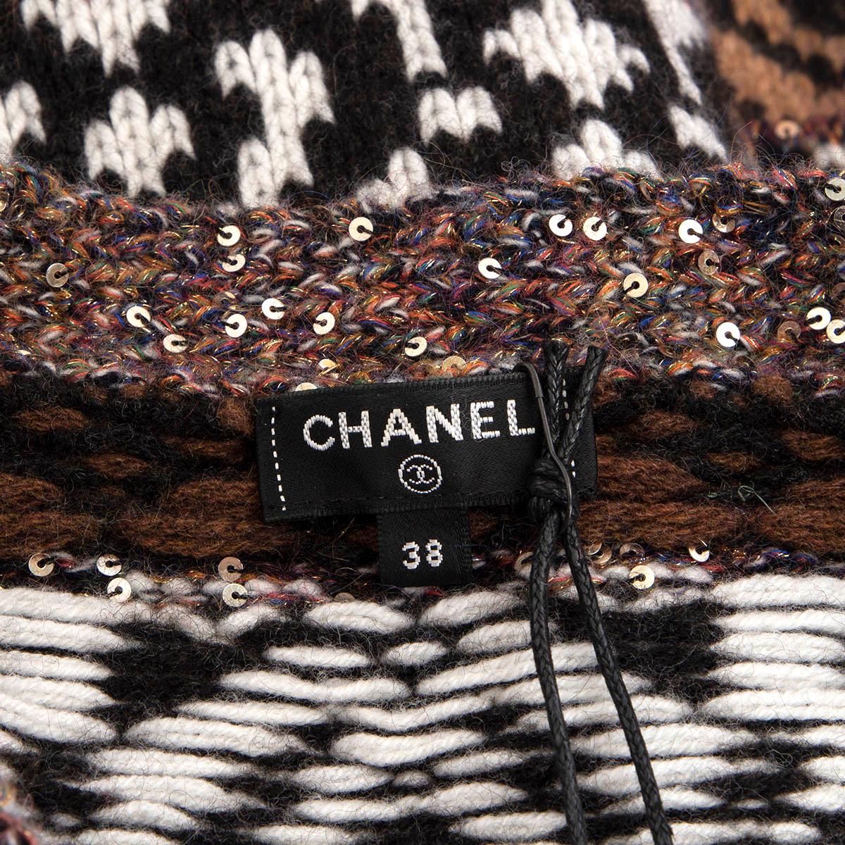 CHANEL brown wool blend 2019 19K SEQUIN V-NECK Cardigan Sweater 38 S 4