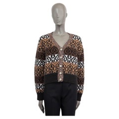 CHANEL brown wool blend 2019 19K SEQUIN V-NECK Cardigan Sweater 38 S