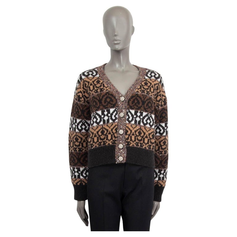 CHANEL brown wool blend 2019 19K SEQUIN V-NECK Cardigan Sweater 38 S at ...