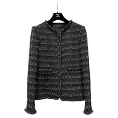 Veste Chanel en tweed mélangé de laine marron « Paris-Dallas », taille 38