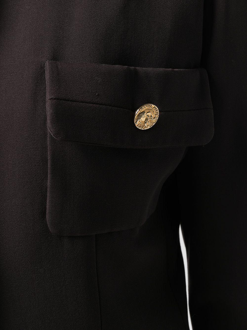 Black Chanel Brown Wool Military Jacket and Elephant Buttons 