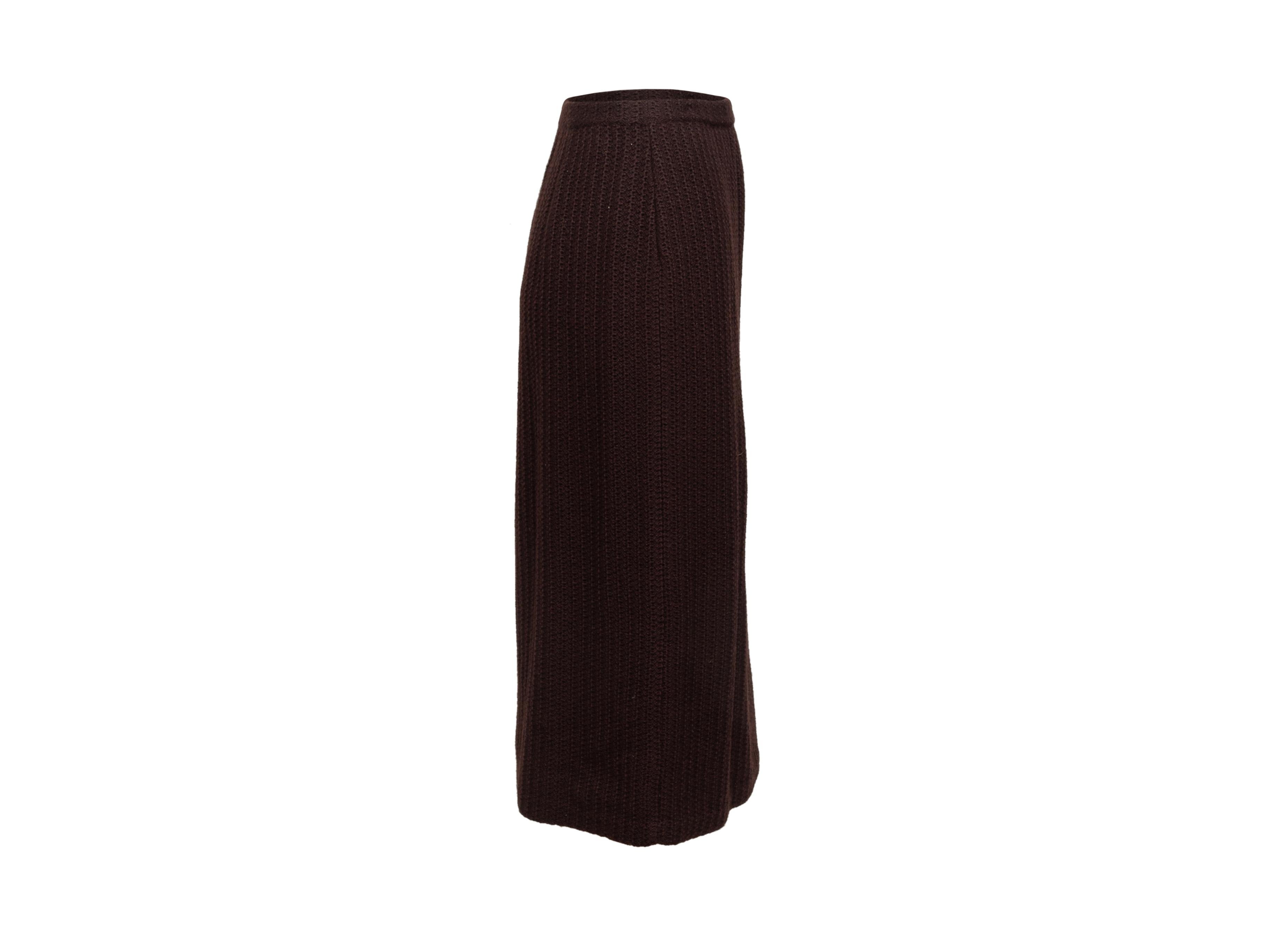 Product details: Vintage brown wool knit skirt by Chanel. Designer size 40. 24