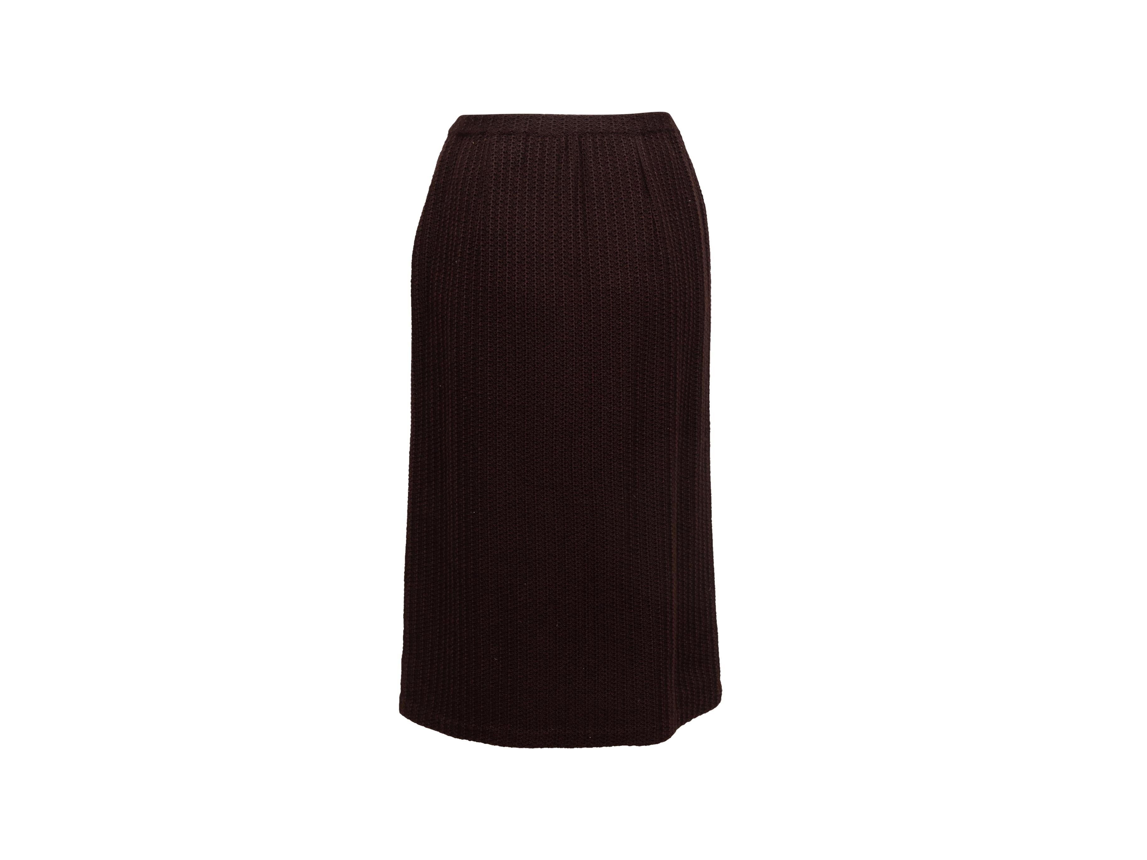 Black Chanel Brown Wool Skirt