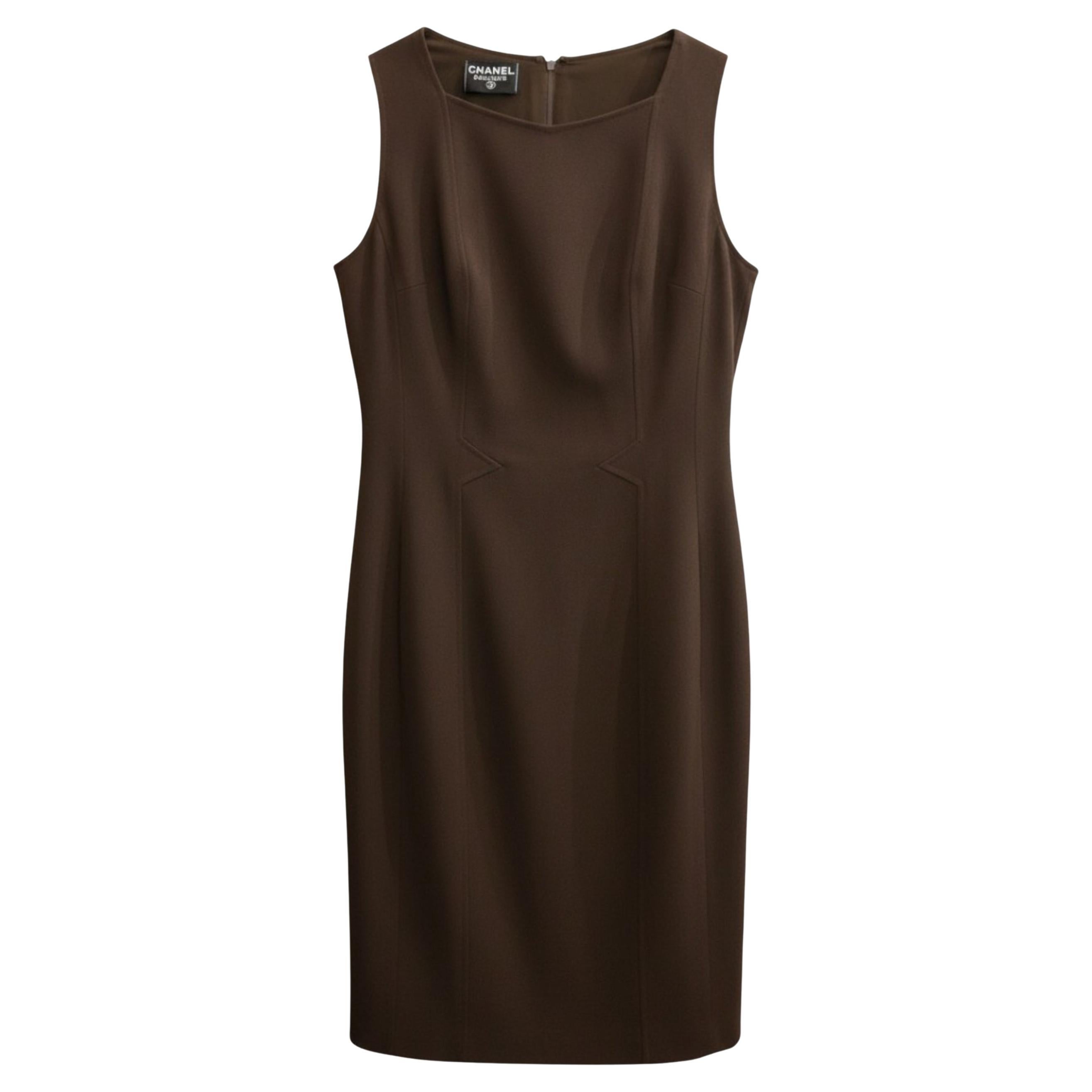 Chanel Brown Wool Sleeveless Dress