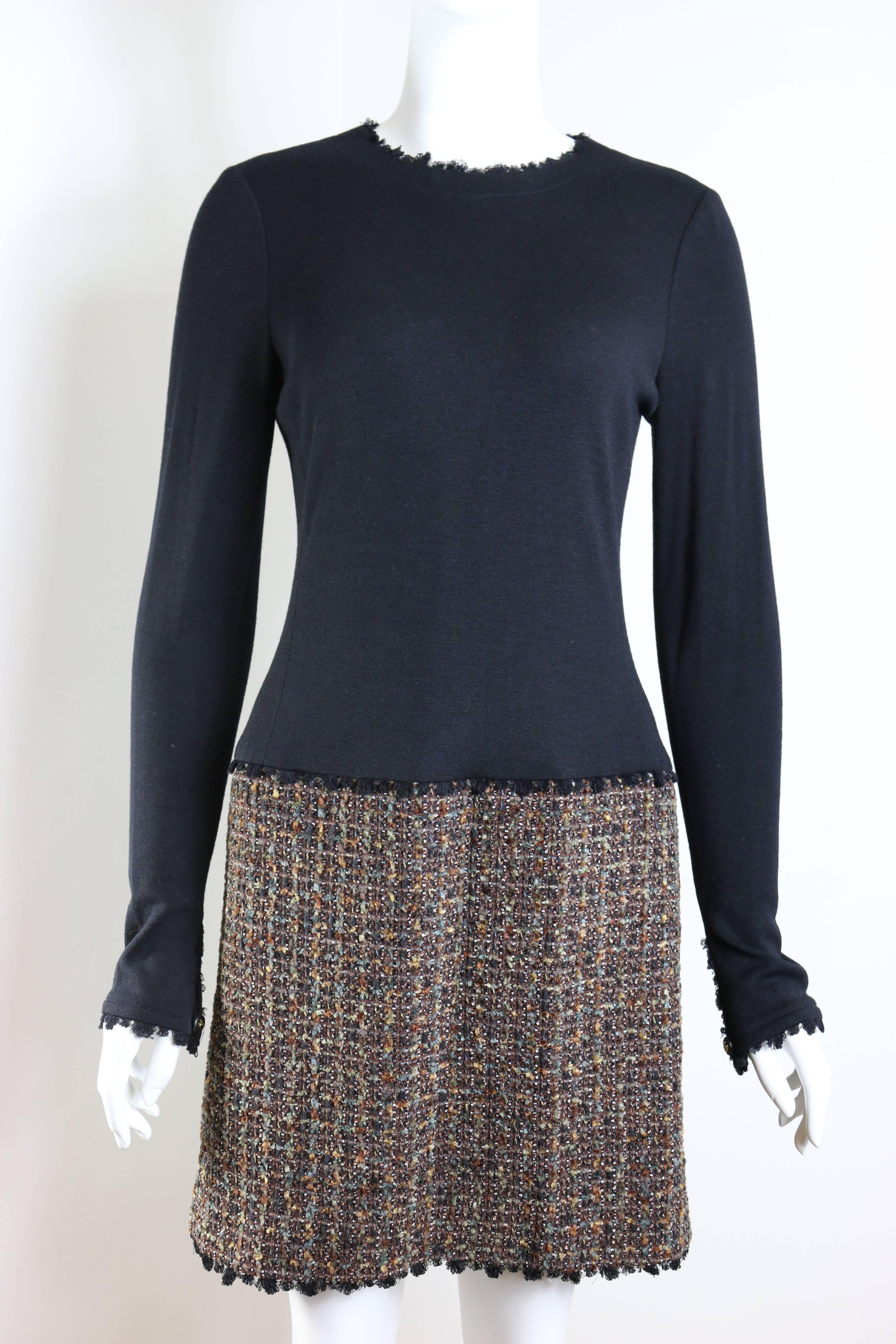 Chanel Brown Wool Tweed Long Coat and Dress Ensemble  1