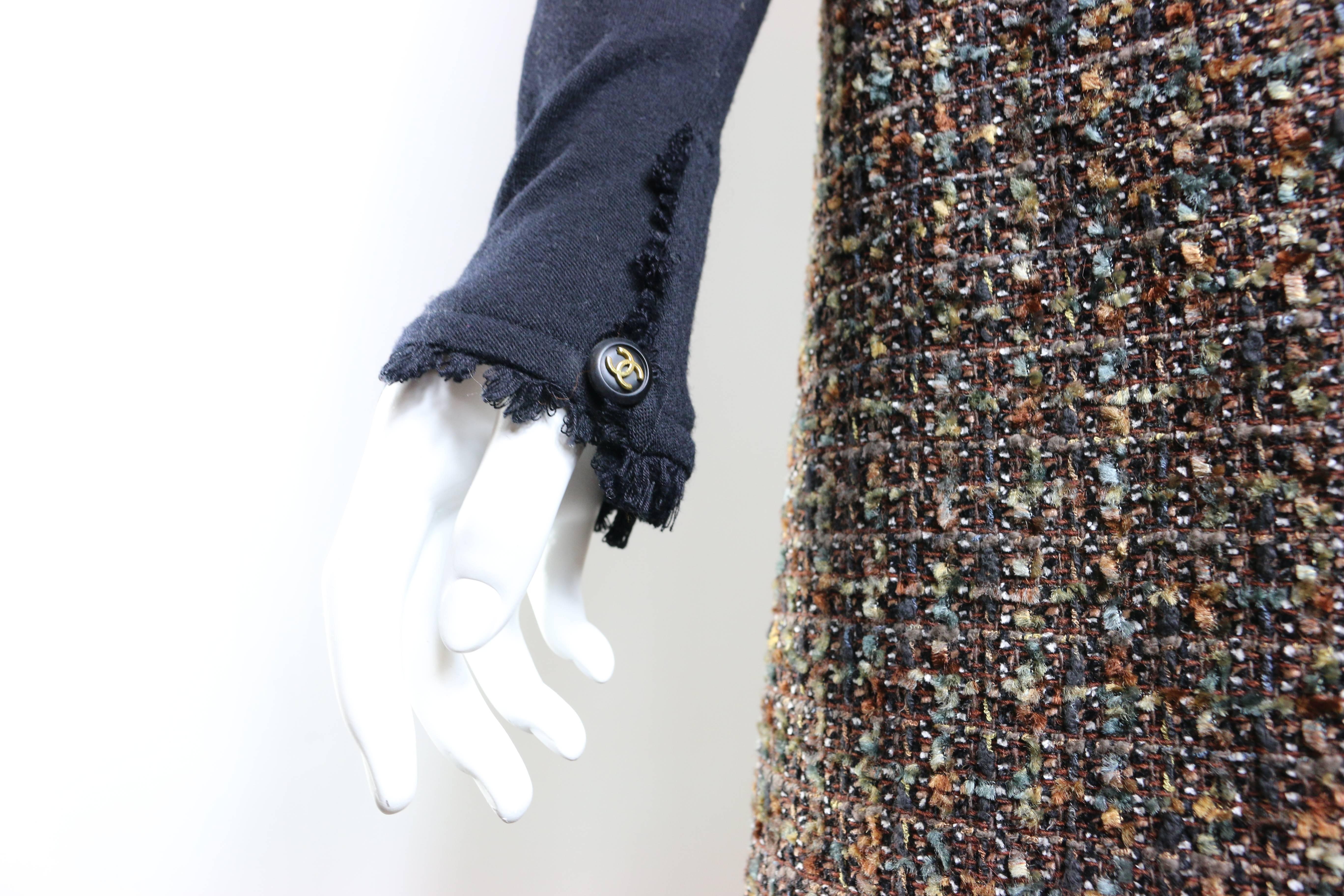 Chanel Brown Wool Tweed Long Coat and Dress Ensemble  3