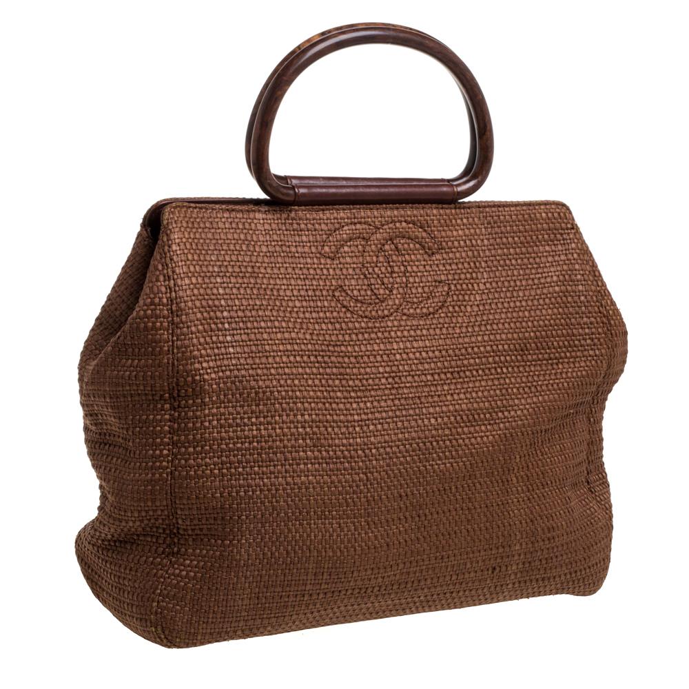 chanel wooden handle bag