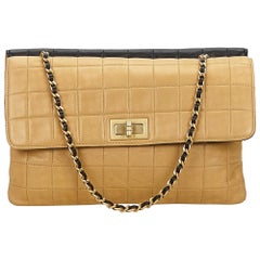Chanel Brown x Beige x Black Choco Bar Reissue Shoulder Bag