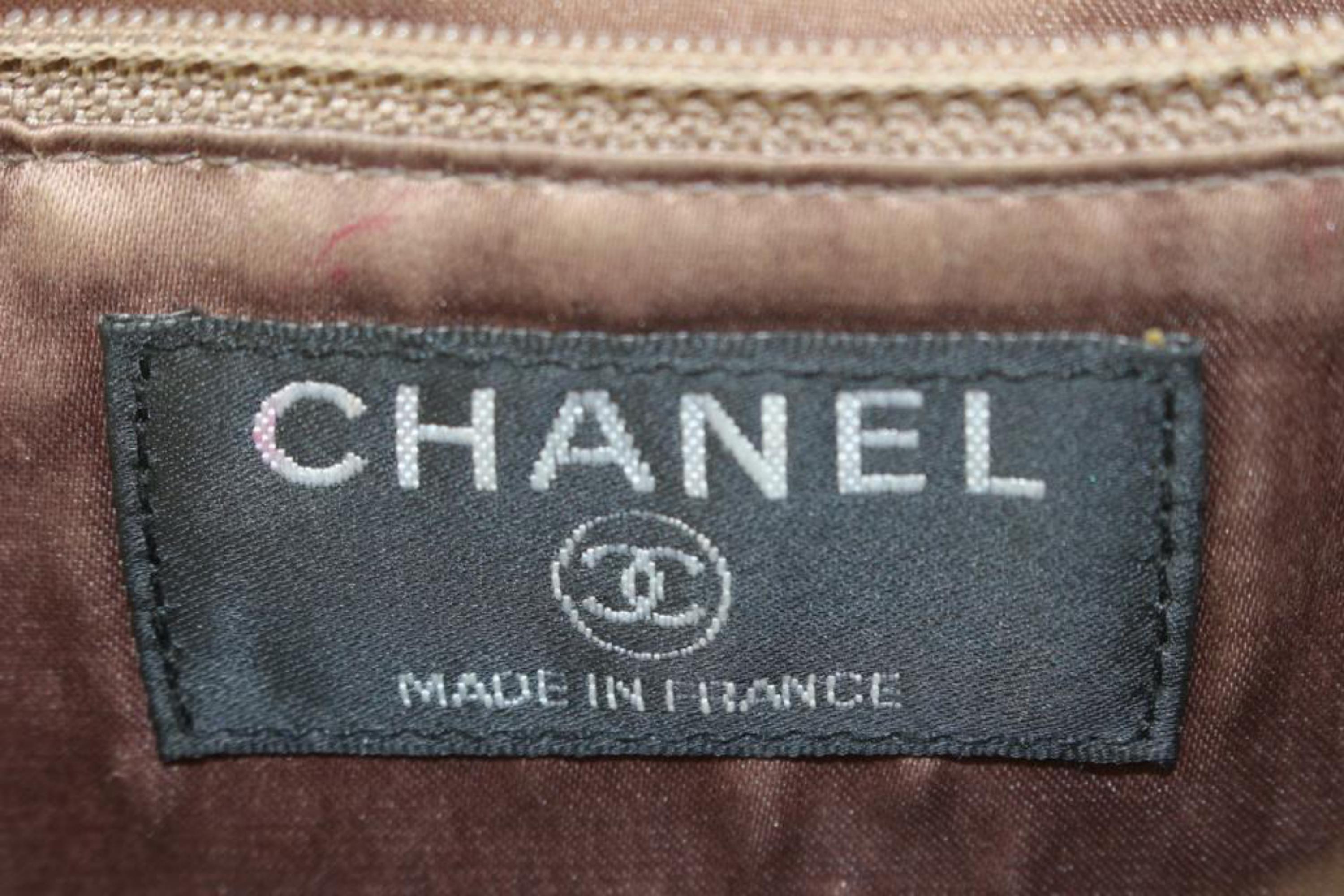 Chanel Brown x Purple Satin Canvas Clover CC Medium Classic Flap 33c26a For Sale 6