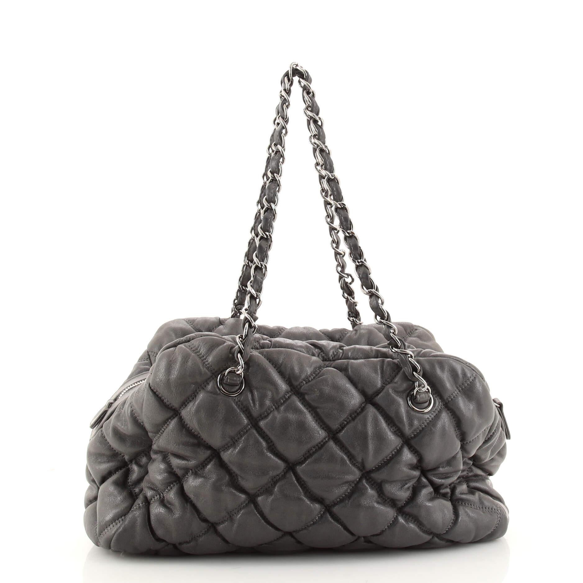 Chanel Bubble Bowler Bag Quilted Lambskin Medium In Good Condition In NY, NY