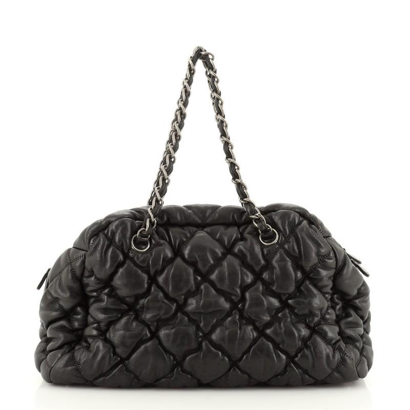 Chanel Bubble Bowler Bag Quilted Lambskin Medium In Good Condition In NY, NY